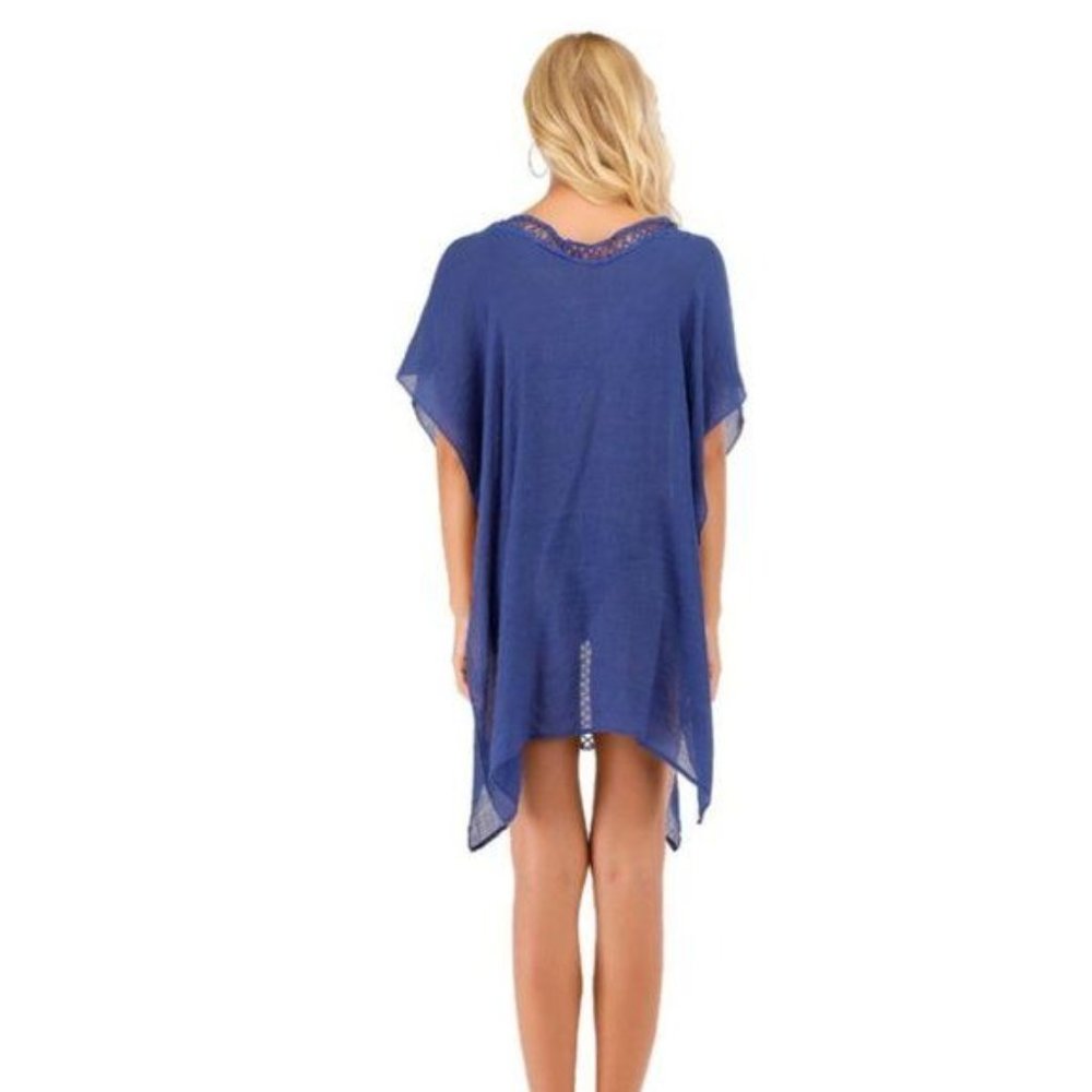 Mun and Me Boutique Lace Beach Coverup Bathing Suit Cover Up Summer Blue OS NWT - Picture 2 of 3